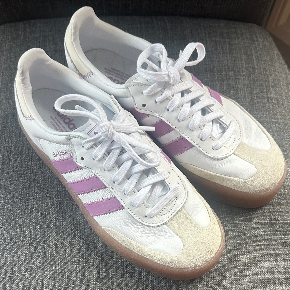 Adidas Women's Samba White and Pink Sneakers